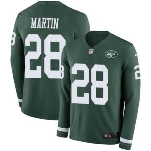 Nike Jets #28 Curtis Martin Green Team Color Stitched NFL Limited Therma Long Sleeve Jersey