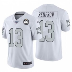 Nike Las Vegas Raiders #13 Hunter Renfrow White 60th Anniversary Patch Stitched NFL 100 Limited Color Rush Jersey