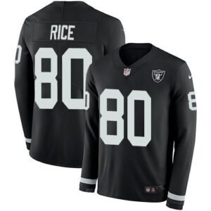 Nike Las Vegas Raiders #80 Jerry Rice Black Team Color Stitched NFL Limited Therma Long Sleeve Jersey