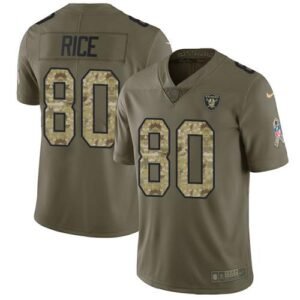 Nike Las Vegas Raiders #80 Jerry Rice Olive/Camo Stitched NFL Limited 2017 Salute To Service Jersey