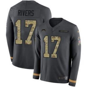 Nike Los Angeles Chargers #17 Philip Rivers Anthracite Salute to Service Stitched NFL Limited Therma Long Sleeve Jersey