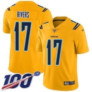 Nike Los Angeles Chargers #17 Philip Rivers Gold Stitched NFL Limited Inverted Legend 100th Season Jersey