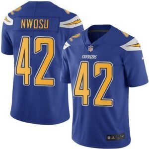 Nike Los Angeles Chargers #42 Uchenna Nwosu Electric Blue Stitched NFL Limited Rush Jersey