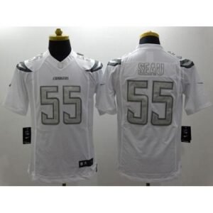 Nike Los Angeles Chargers #55 Junior Seau White Stitched NFL Limited Platinum Jersey