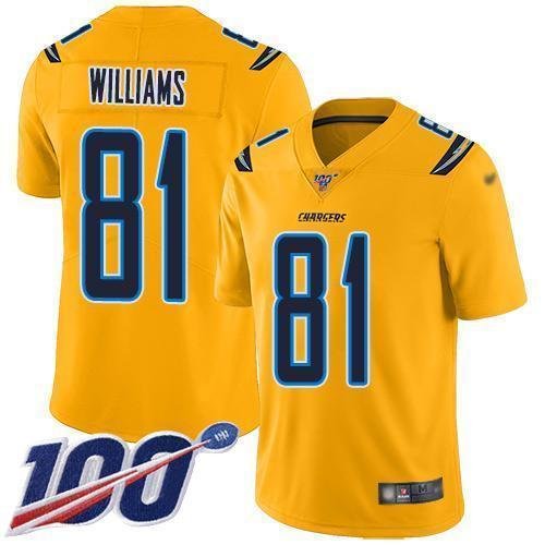 Nike Los Angeles Chargers #81 Mike Williams Gold Stitched NFL Limited Inverted Legend 100th Season Jersey