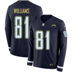 Nike Los Angeles Chargers #81 Mike Williams Navy Blue Team Color Stitched NFL Limited Therma Long Sleeve Jersey