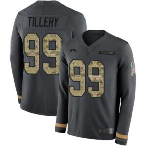 Nike Los Angeles Chargers #99 Jerry Tillery Anthracite Salute to Service Stitched NFL Limited Therma Long Sleeve Jersey