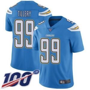 Nike Los Angeles Chargers #99 Jerry Tillery Electric Blue Alternate Stitched NFL 100th Season Vapor Limited Jersey