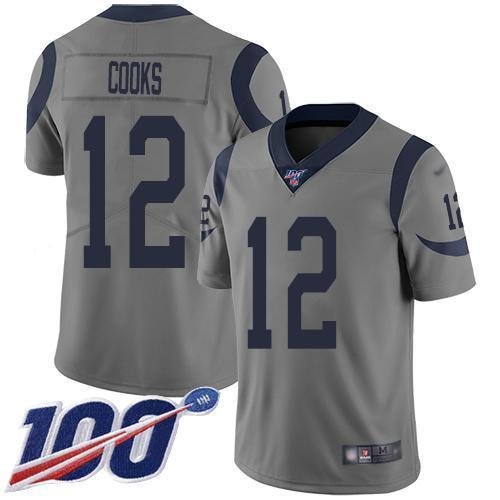 Nike Los Angeles Rams #12 Brandin Cooks Gray Stitched NFL Limited Inverted Legend 100th Season Jersey