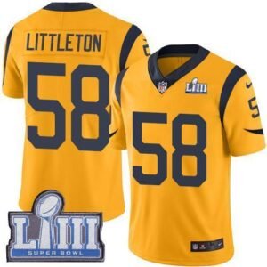 Nike Los Angeles Rams #58 Cory Littleton Gold Super Bowl LIII Bound Stitched NFL Limited Rush Jersey