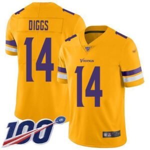 Nike Minnesota Vikings #14 Stefon Diggs Gold Stitched NFL Limited Inverted Legend 100th Season Jersey