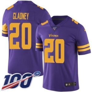 Nike Minnesota Vikings #20 Jeff Gladney Purple Stitched NFL Limited Rush 100th Season Jersey