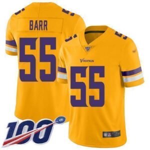 Nike Minnesota Vikings #55 Anthony Barr Gold Stitched NFL Limited Inverted Legend 100th Season Jersey