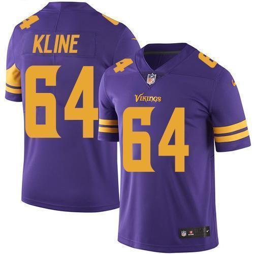 Nike Minnesota Vikings #64 Josh Kline Purple Stitched NFL Limited Rush Jersey