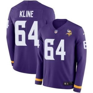 Nike Minnesota Vikings #64 Josh Kline Purple Team Color Stitched NFL Limited Therma Long Sleeve Jersey