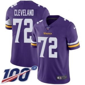 Nike Minnesota Vikings #72 Ezra Cleveland Purple Team Color Stitched NFL 100th Season Vapor Untouchable Limited Jersey