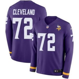 Nike Minnesota Vikings #72 Ezra Cleveland Purple Team Color Stitched NFL Limited Therma Long Sleeve Jersey