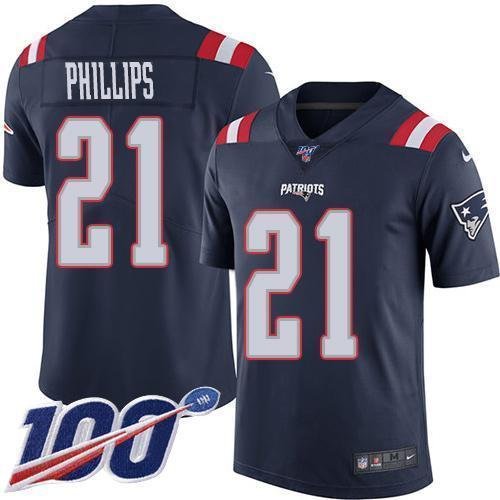 Nike New England Patriots #21 Adrian Phillips Navy Blue Stitched NFL Limited Rush 100th Season Jersey