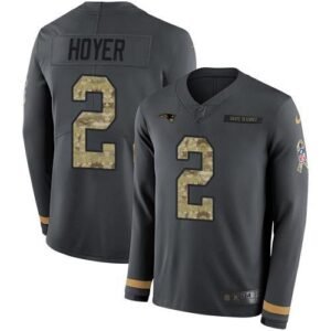 Nike New England Patriots #2 Brian Hoyer Anthracite Salute to Service Stitched NFL Limited Therma Long Sleeve Jersey
