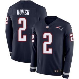 Nike New England Patriots #2 Brian Hoyer Navy Blue Team Color Stitched NFL Limited Therma Long Sleeve Jersey