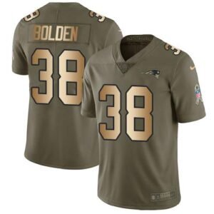 Nike New England Patriots #38 Brandon Bolden Olive/Gold Stitched NFL Limited 2017 Salute To Service Jersey