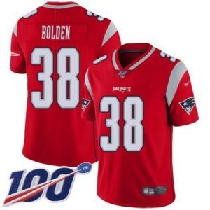 Nike New England Patriots #38 Brandon Bolden Red Stitched NFL Limited Inverted Legend 100th Season Jersey