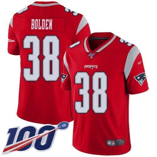 Nike New England Patriots #38 Brandon Bolden Red Stitched NFL Limited Inverted Legend 100th Season Jersey