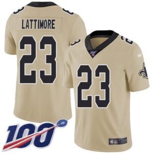 Nike New Orleans Saints #23 Marshon Lattimore Gold Stitched NFL Limited Inverted Legend 100th Season Jersey