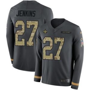 Nike New Orleans Saints #27 Malcolm Jenkins Anthracite Salute to Service Stitched NFL Limited Therma Long Sleeve Jersey