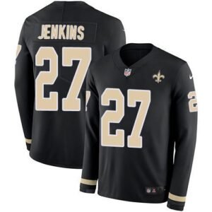 Nike New Orleans Saints #27 Malcolm Jenkins Black Team Color Stitched NFL Limited Therma Long Sleeve Jersey
