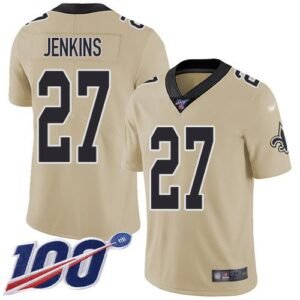 Nike New Orleans Saints #27 Malcolm Jenkins Gold Stitched NFL Limited Inverted Legend 100th Season Jersey