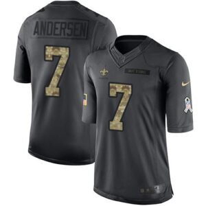 Nike New Orleans Saints #7 Morten Andersen Black Stitched NFL Limited 2016 Salute To Service Jersey