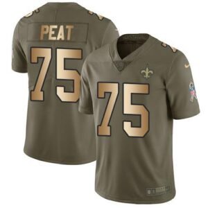Nike New Orleans Saints #75 Andrus Peat Olive/Gold Stitched NFL Limited 2017 Salute To Service Jersey