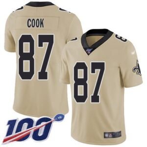 Nike New Orleans Saints #87 Jared Cook Gold Stitched NFL Limited Inverted Legend 100th Season Jersey