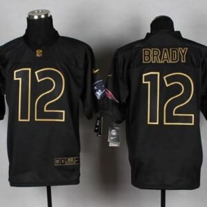 Nike Patriots #12 Tom Brady Black Gold No. Fashion Stitched NFL Elite Jersey