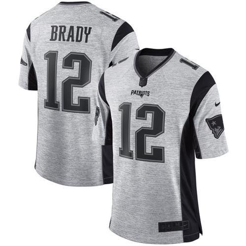 Nike Patriots #12 Tom Brady Gray Stitched NFL Limited Gridiron Gray II Jersey