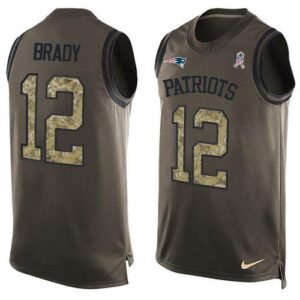 Nike Patriots #12 Tom Brady Green Stitched NFL Limited Salute To Service Tank Top Jersey