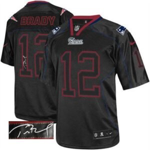 Nike Patriots #12 Tom Brady Lights Out Black Stitched NFL Elite Autographed Jersey