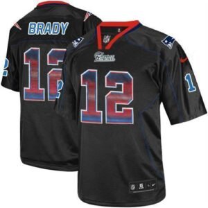 Nike Patriots #12 Tom Brady Lights Out Black Stitched NFL Elite Strobe Jersey