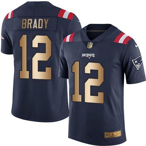 Nike Patriots #12 Tom Brady Navy Blue Stitched NFL Limited Gold Rush Jersey