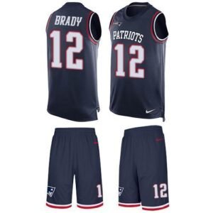 Nike Patriots #12 Tom Brady Navy Blue Team Color Stitched NFL Limited Tank Top Suit Jersey