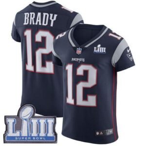 Nike Patriots #12 Tom Brady Navy Blue Team Color Super Bowl LIII Bound Stitched NFL Vapor Untouchable Elite Jersey