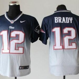 Nike Patriots #12 Tom Brady Navy Blue/Grey Stitched NFL Elite Fadeaway Fashion Jersey