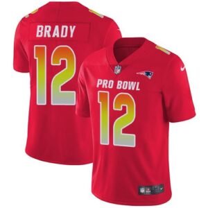 Nike Patriots #12 Tom Brady Red Stitched NFL Limited AFC 2018 Pro Bowl Jersey