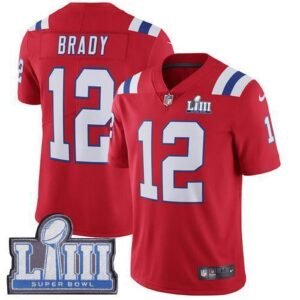 Nike Patriots #12 Tom Brady Red Alternate Super Bowl LIII Bound Stitched NFL Vapor Untouchable Limited Jersey
