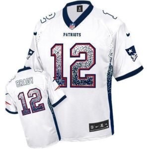 Nike Patriots #12 Tom Brady White Stitched NFL Elite Drift Fashion Jersey