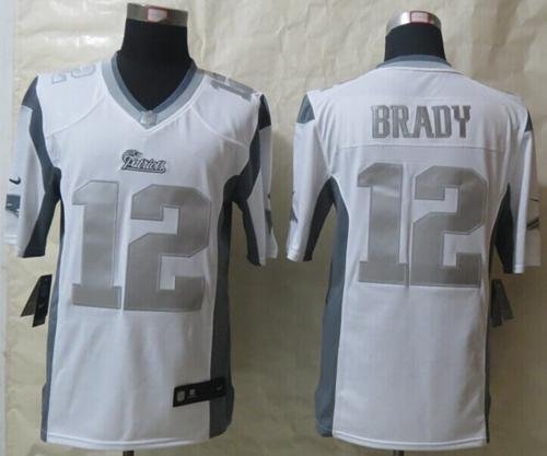 Nike Patriots #12 Tom Brady White Stitched NFL Limited Platinum Jersey