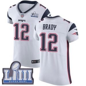 Nike Patriots #12 Tom Brady White Super Bowl LIII Bound Stitched NFL Vapor Untouchable Elite Jersey