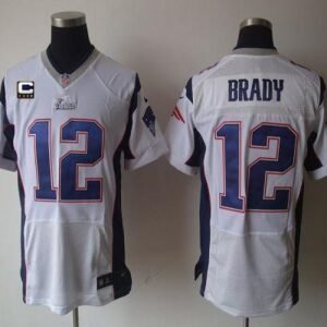 Nike Patriots #12 Tom Brady White With C Patch Stitched NFL Elite Jersey