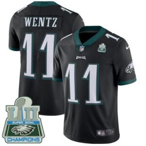 Nike Philadelphia Eagles #11 Carson Wentz Black Alternate Super Bowl LII Champions Stitched NFL Vapor Untouchable Limited Jersey